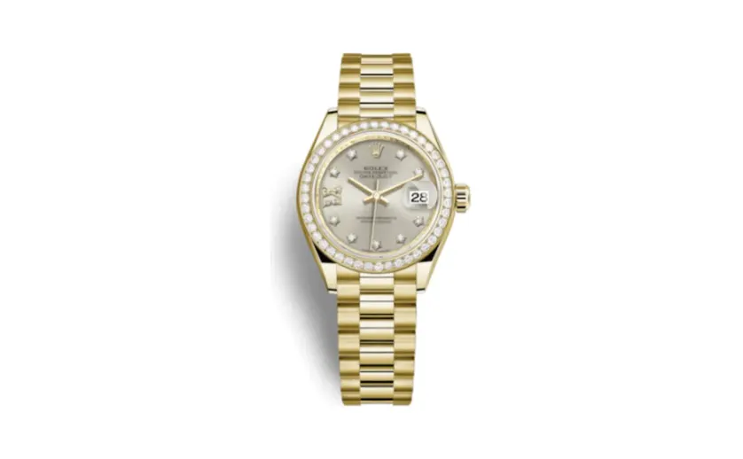 Rolex Lady-Datejust 28 Yellow Gold Diamond / President / Silver Diamond