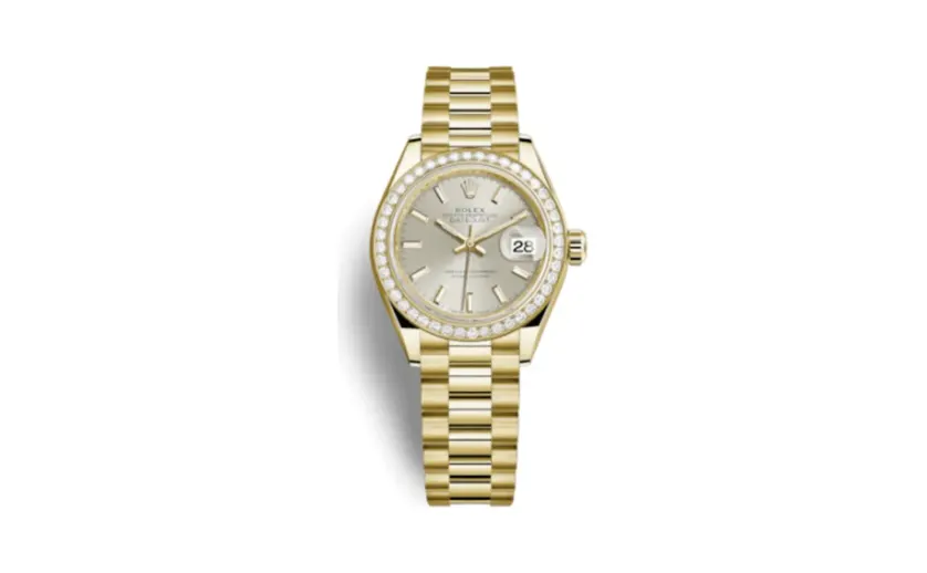 Rolex Lady-Datejust 28 Yellow Gold Diamond / President / Silver