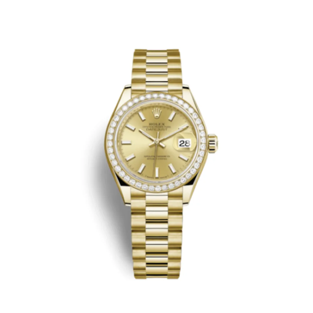 Rolex Lady-Datejust 28 Yellow Gold Diamond / President / Champagne