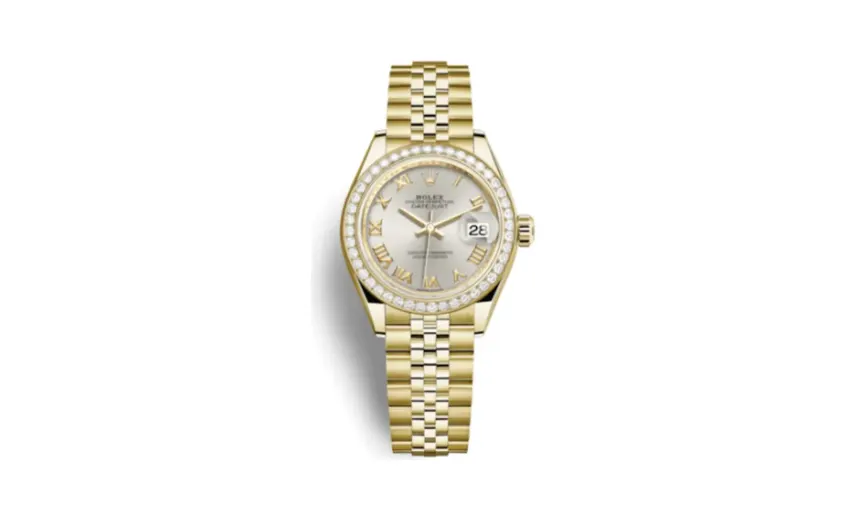 Rolex Lady-Datejust 28 Yellow Gold Diamond / Jubilee / Silver Roman
