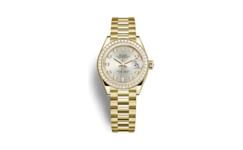Rolex Lady-Datejust 28 Yellow Gold Diamond / President / Silver Diamond