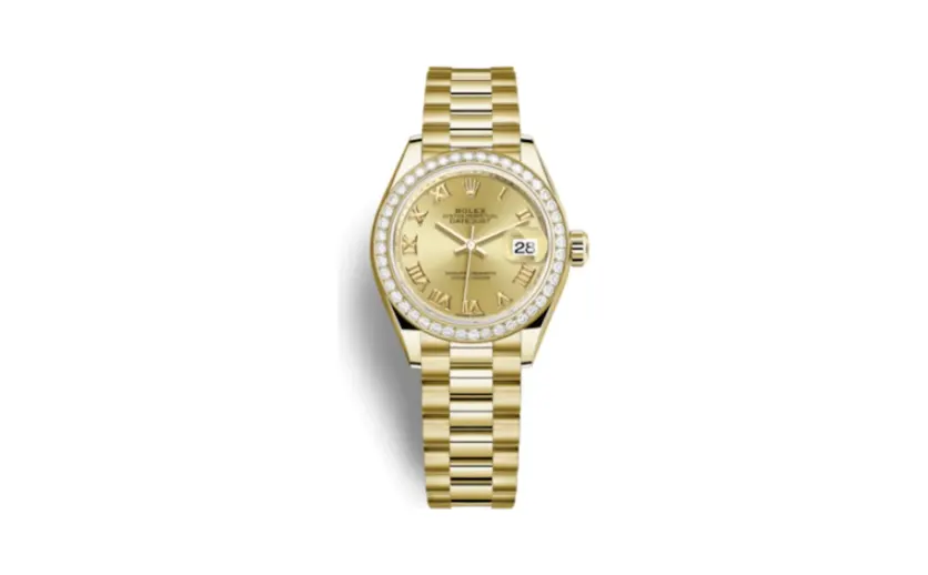 Rolex Lady-Datejust 28 Yellow Gold Diamond / President / Champagne Roman