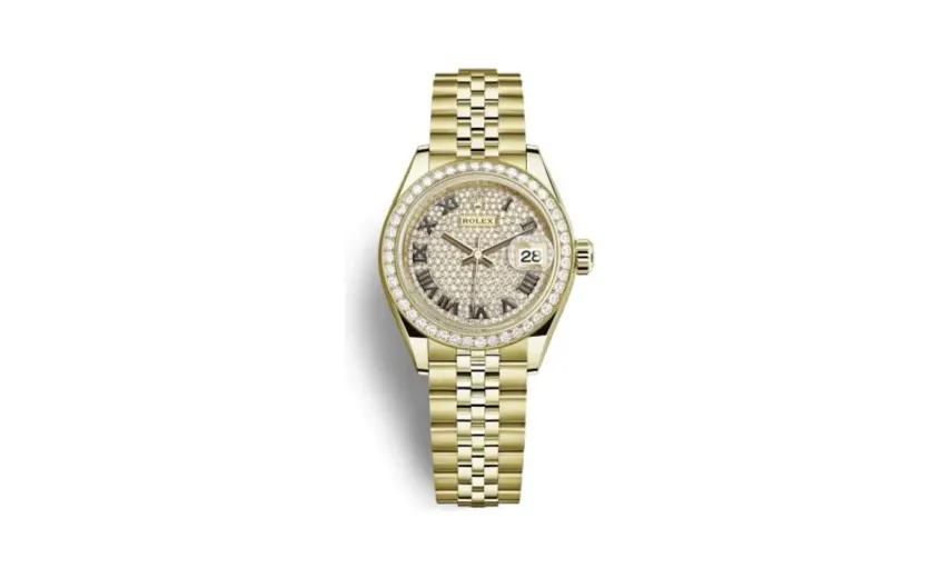 Rolex Lady-Datejust 28 Yellow Gold Diamond / Jubilee / Paved Roman