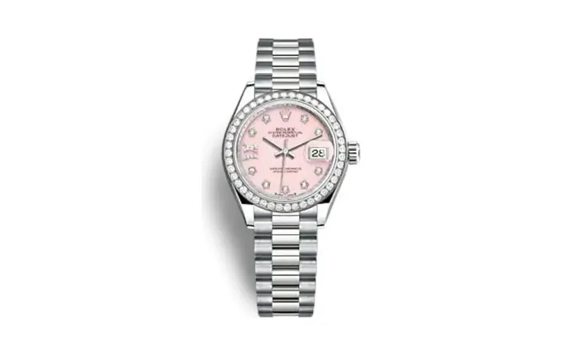 Rolex Lady-Datejust 28 White Gold - Diamond / President / Pink Opal