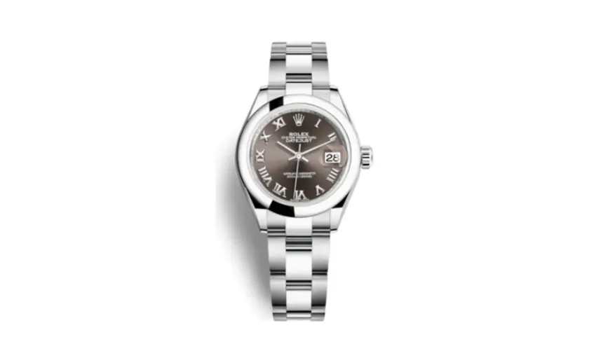 Rolex Lady-Datejust 28 Stainless Steel Domed / Oyster / Dark Grey Roman