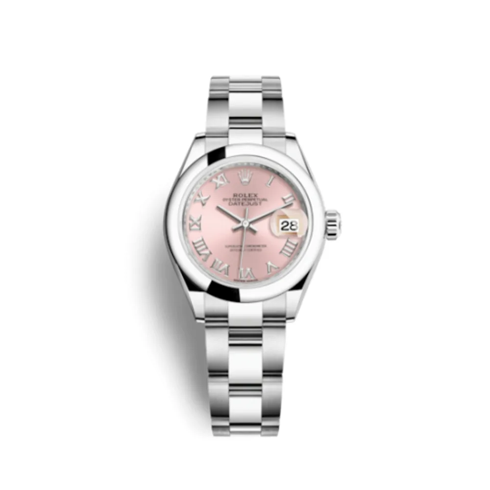 Rolex Lady-Datejust 28 Stainless Steel Domed / Oyster / Pink Roman