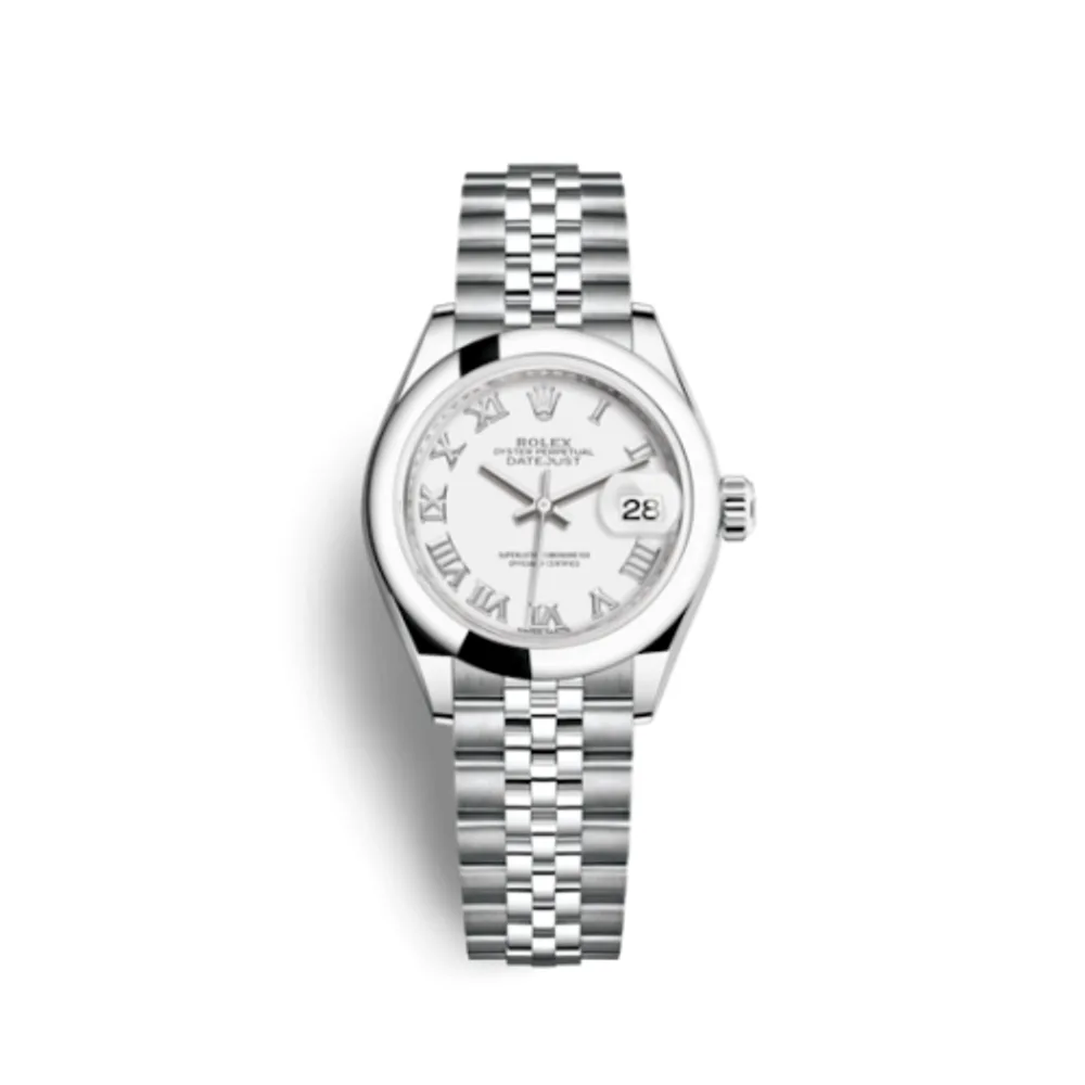 Rolex Lady-Datejust 28 Stainless Steel Domed / Jubilee / White Roman