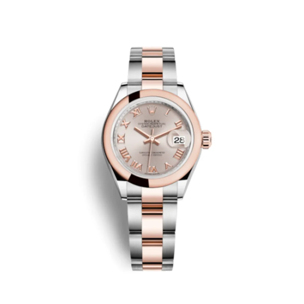 Rolex Lady-Datejust 28 Rolesor Rose Domed / Oyster / Sundust Roman
