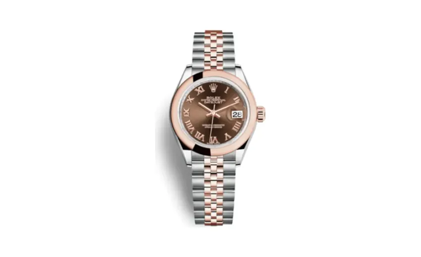 Rolex Lady-Datejust 28 Rolesor Rose Domed / Jubilee / Chocolate Roman