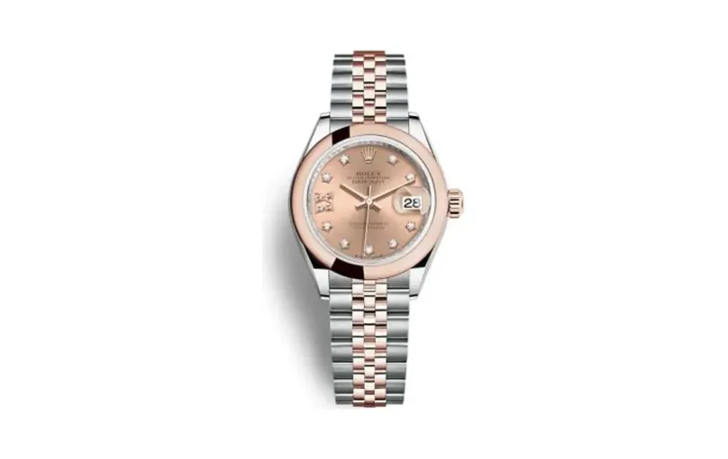 Rolex Lady-Datejust 28 Stainless Steel / Rose Gold / Domed / Rose - Diamond / Jubilee