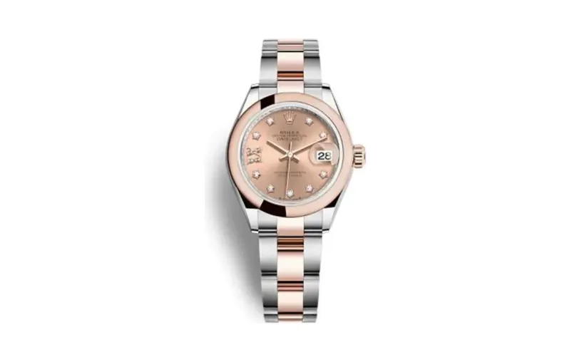 Rolex Lady-Datejust 28 Stainless Steel / Rose Gold / Domed / Rose - Diamond / Oyster