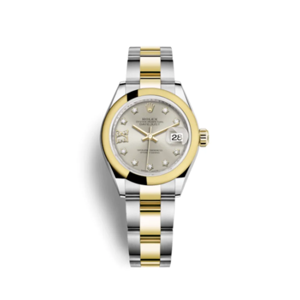 Rolex Lady-Datejust 28 Rolesor Yellow Domed / Oyster / Silver Diamond