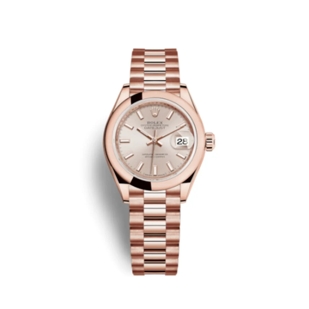 Rolex Lady-Datejust 28 Everose Domed / President / Sundust