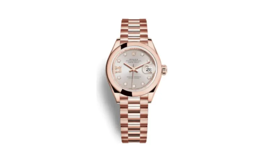 Rolex Lady-Datejust 28 Everose Domed / President / Sundust Diamond