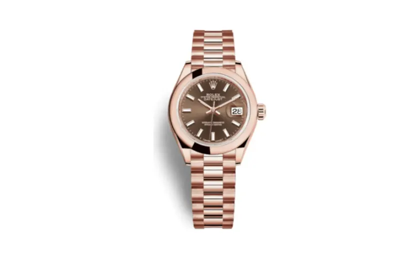 Rolex Lady-Datejust 28 Everose Domed / President / Chocolate