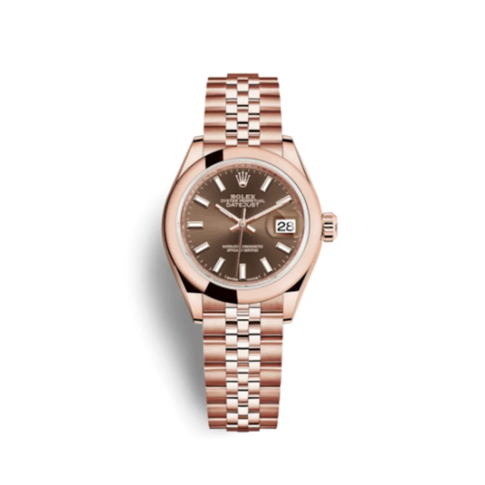 Rolex Lady-Datejust 28 Everose Domed / Jubilee / Chocolate