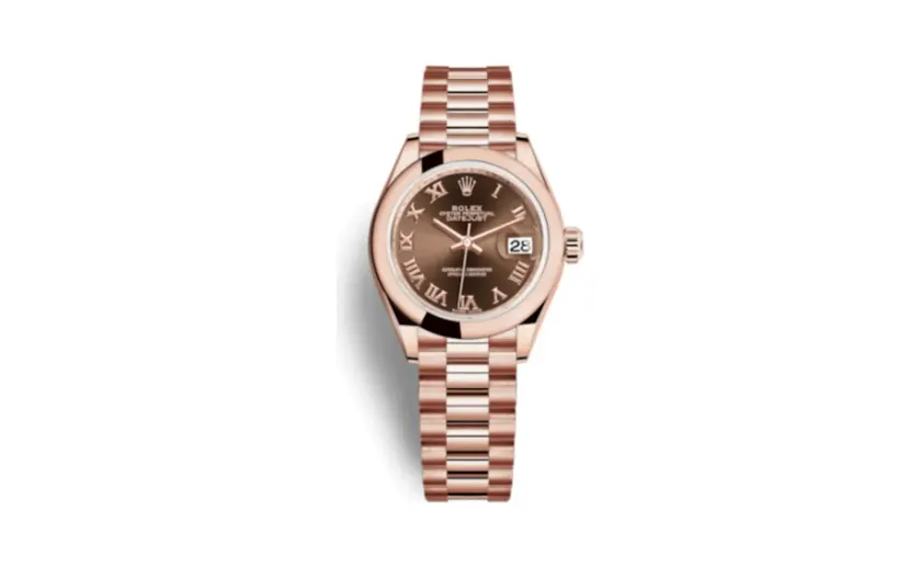 Rolex Lady-Datejust 28 Everose Domed / President / Chocolate Roman