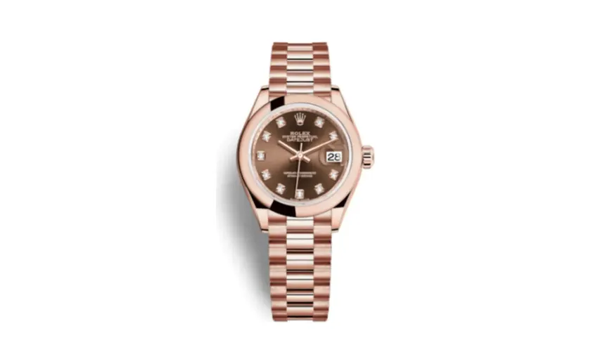 Rolex Lady-Datejust 28 Everose Domed / President / Chocolate Diamond