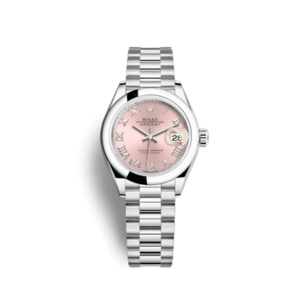 Rolex Lady-Datejust 28 Platinum Domed / President / Pink Roman