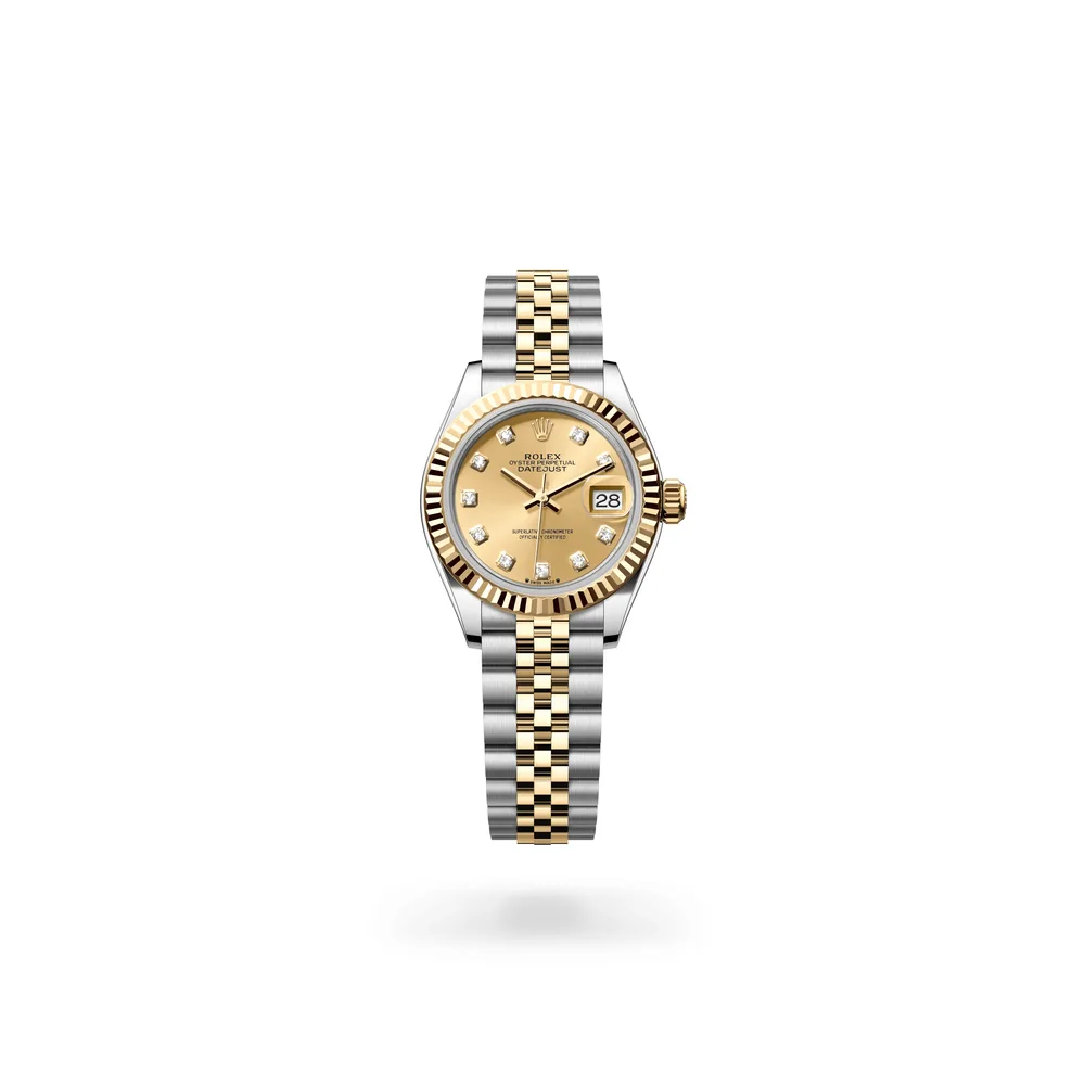 Rolex Lady-Datejust Oyster, 28 mm, Oystersteel and yellow gold, Yellow Rolesor, Champagne-colour dial