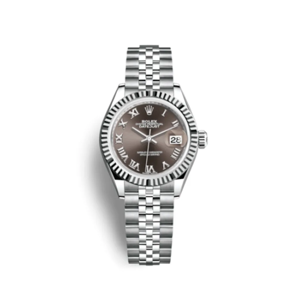 Rolex Lady-Datejust 28 Stainless Steel Fluted / Grey - Roman / Jubilee