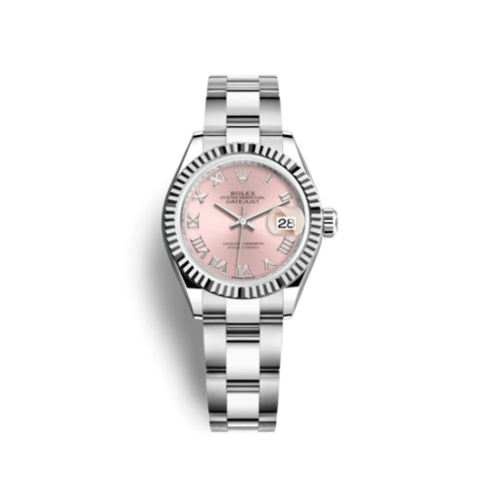 Rolex Lady-Datejust 28 Stainless Steel Fluted / Pink - Roman / Oyster