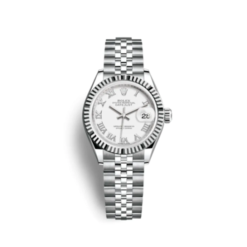 Rolex Lady-Datejust 28 Stainless Steel Fluted / White - Roman / Jubilee