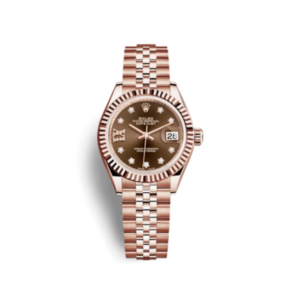 Rolex Lady-Datejust 28 Everose Fluted / Jubilee / Chocolate Diamond