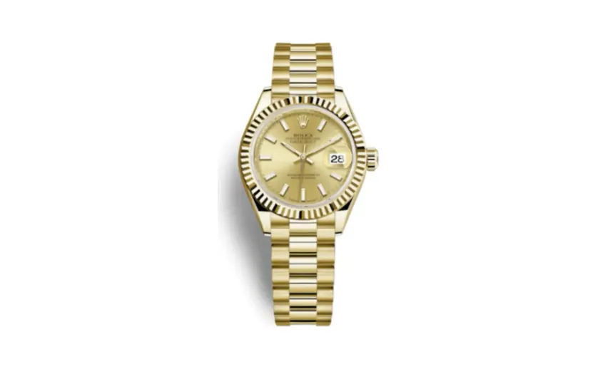 Rolex Lady-Datejust 28 Yellow Gold Fluted / President / Champagne