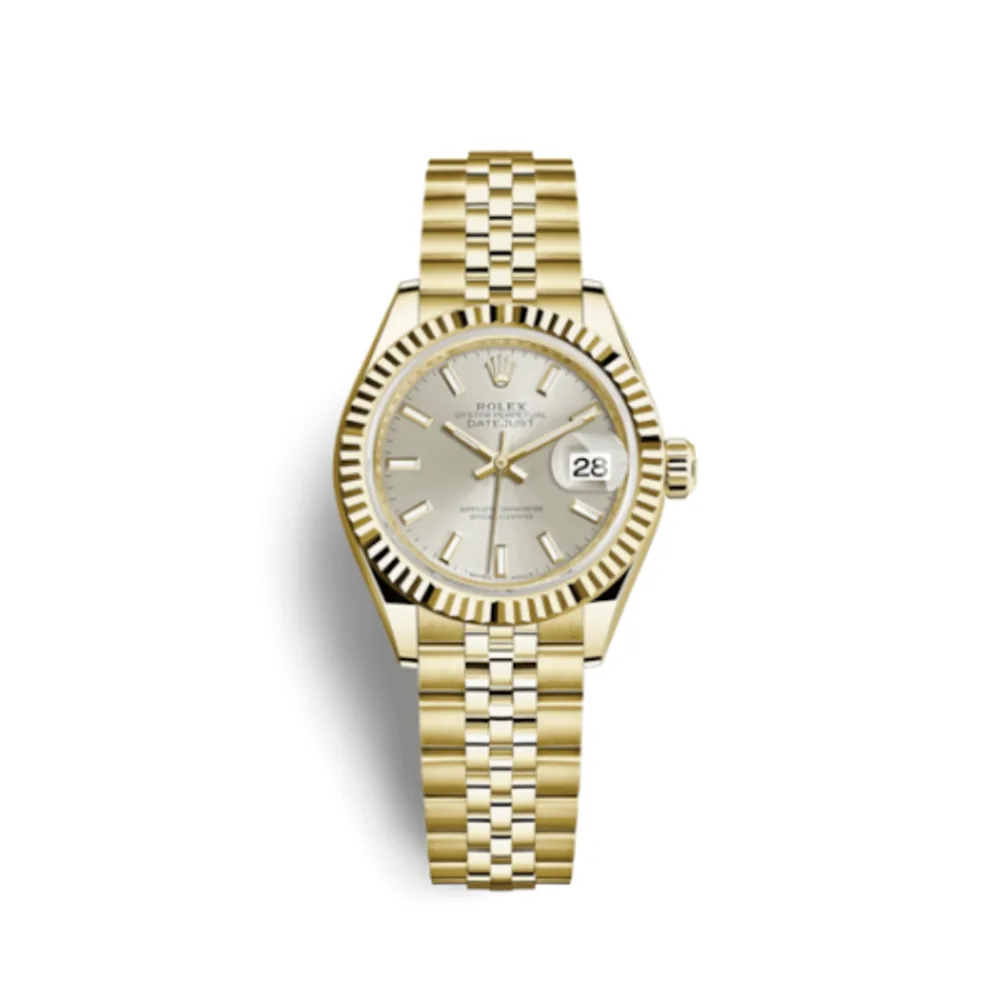 Rolex Lady-Datejust 28 Yellow Gold Fluted / Jubilee / Silver