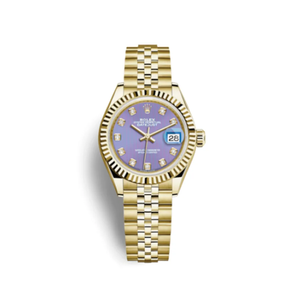 Rolex Lady-Datejust 28 Yellow Gold Fluted / Jubilee / Lavender Diamond