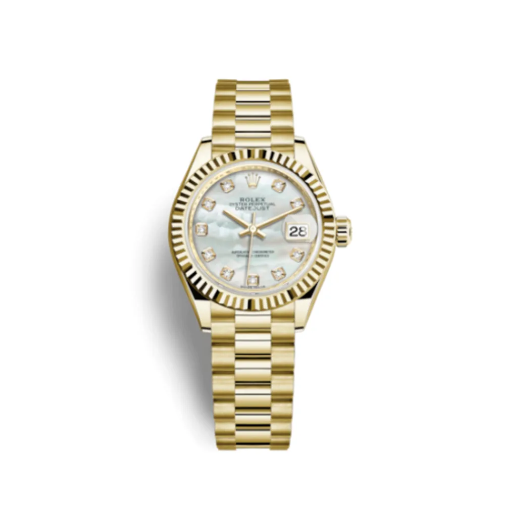 Rolex Lady-Datejust 28 Yellow Gold Fluted / President / MOP