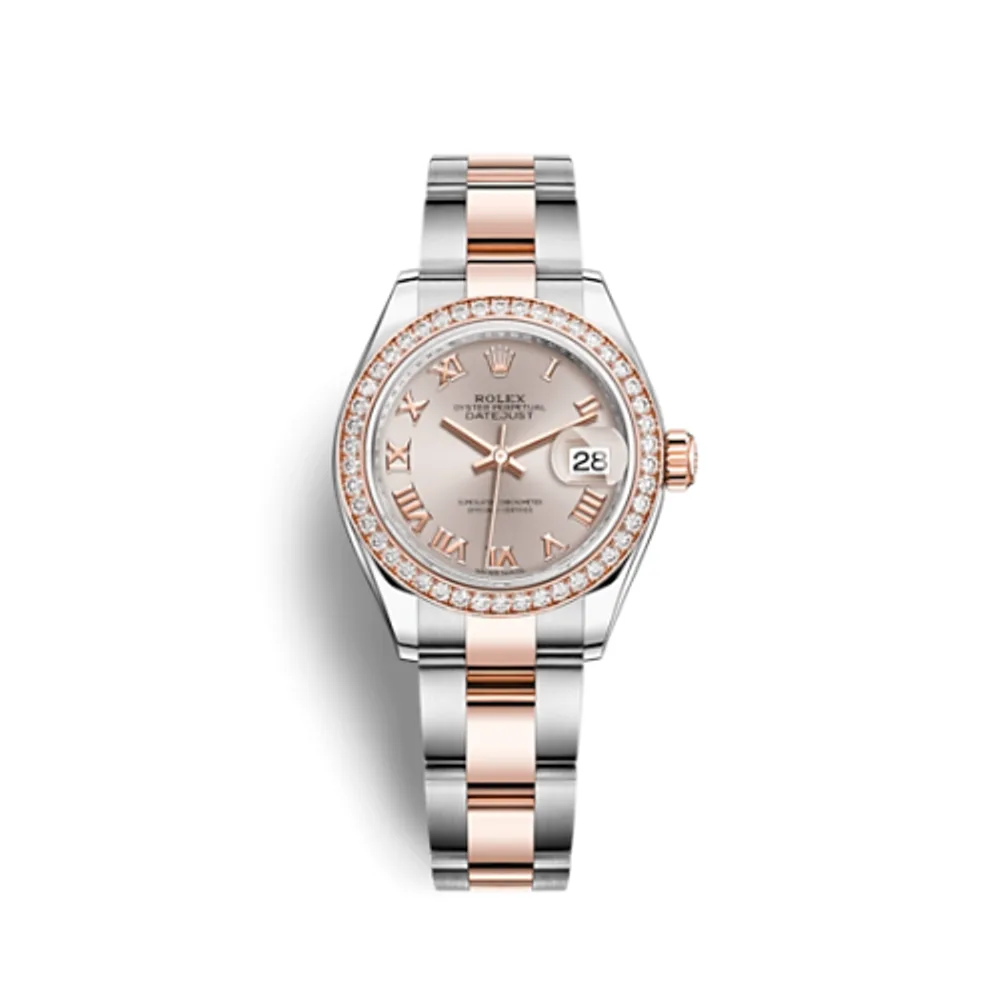 Rolex Lady-Datejust 28 Rolesor Rose Diamond / Oyster / Sundust Roman