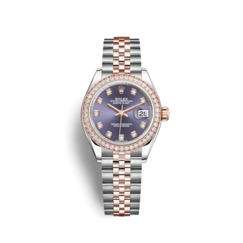 Rolex Lady-Datejust 28 Rolesor Rose Diamond / Jubilee / Aubergine Diamond