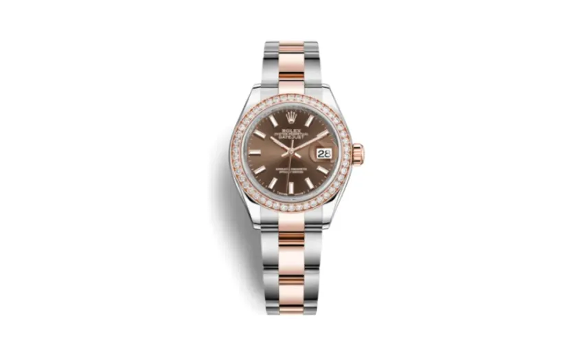 Rolex Lady-Datejust 28 Rolesor Rose Diamond / Oyster / Chocolate