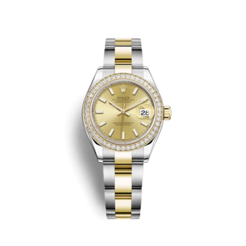 Rolex Lady-Datejust 28 Rolesor Yellow Diamond / Oyster / Champagne