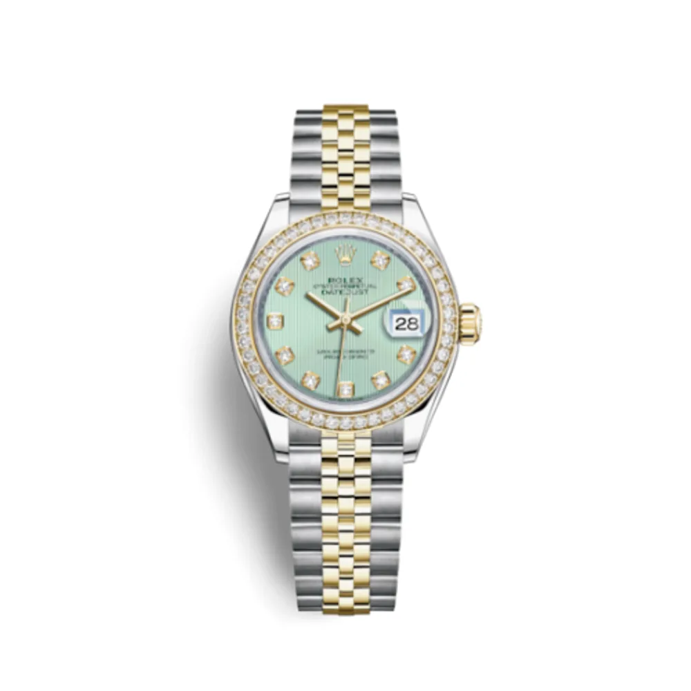 Rolex Lady-Datejust 28 Rolesor Yellow Diamond / Jubilee / Mint Green Diamond