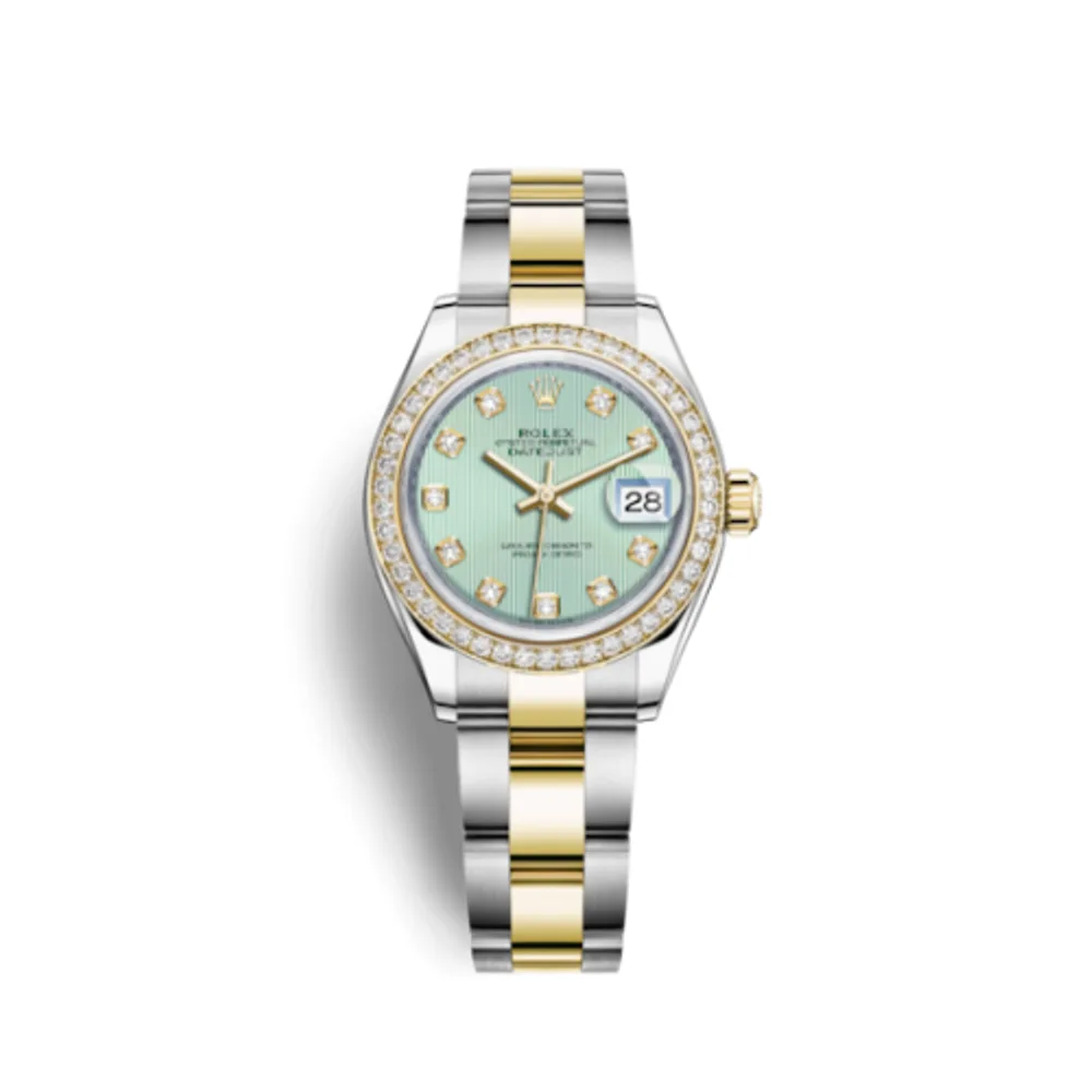 Rolex Lady-Datejust 28 Rolesor Yellow Diamond / Oyster / Mint Green Diamond