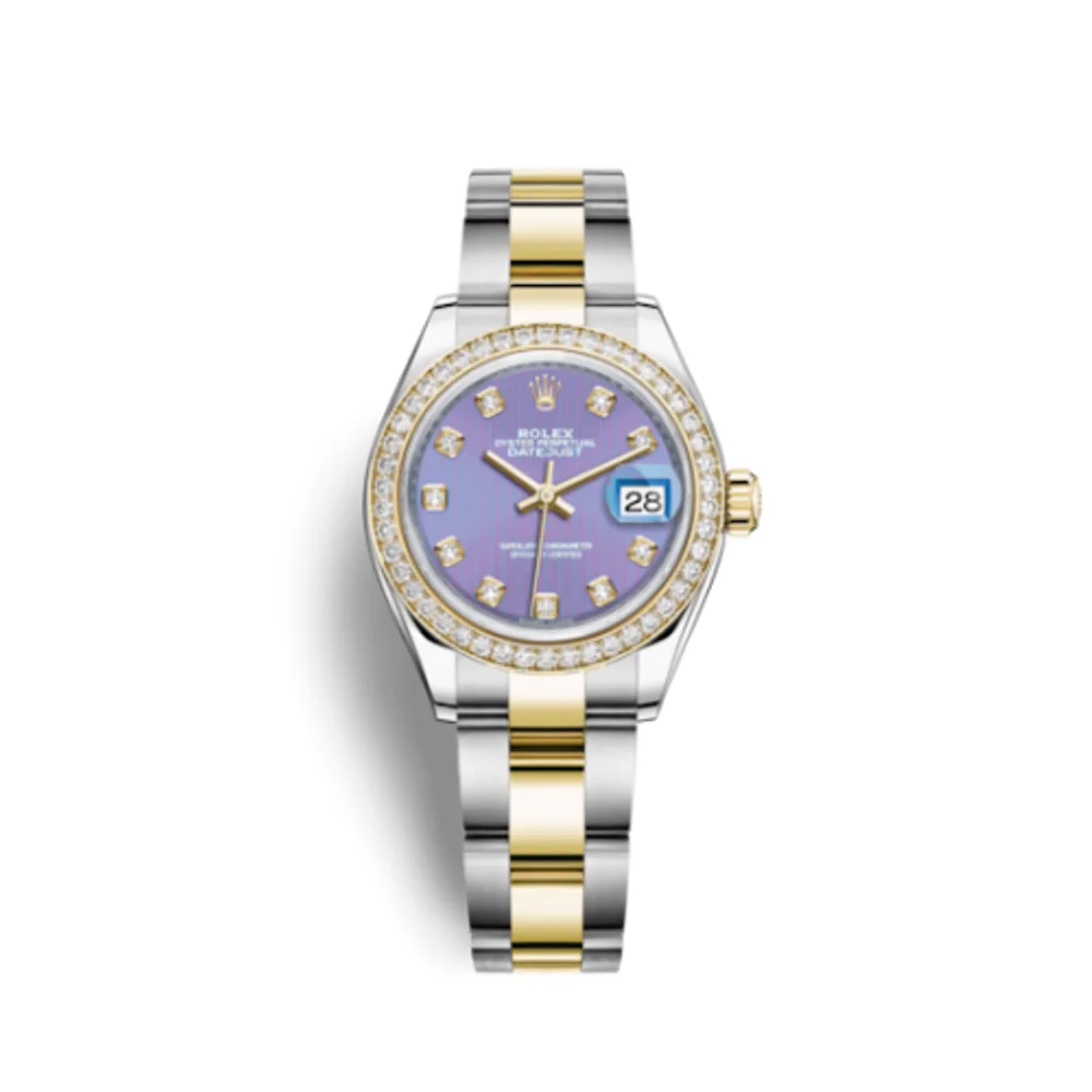 Rolex Lady-Datejust 28 Rolesor Yellow Diamond / Oyster / Lavender Diamond