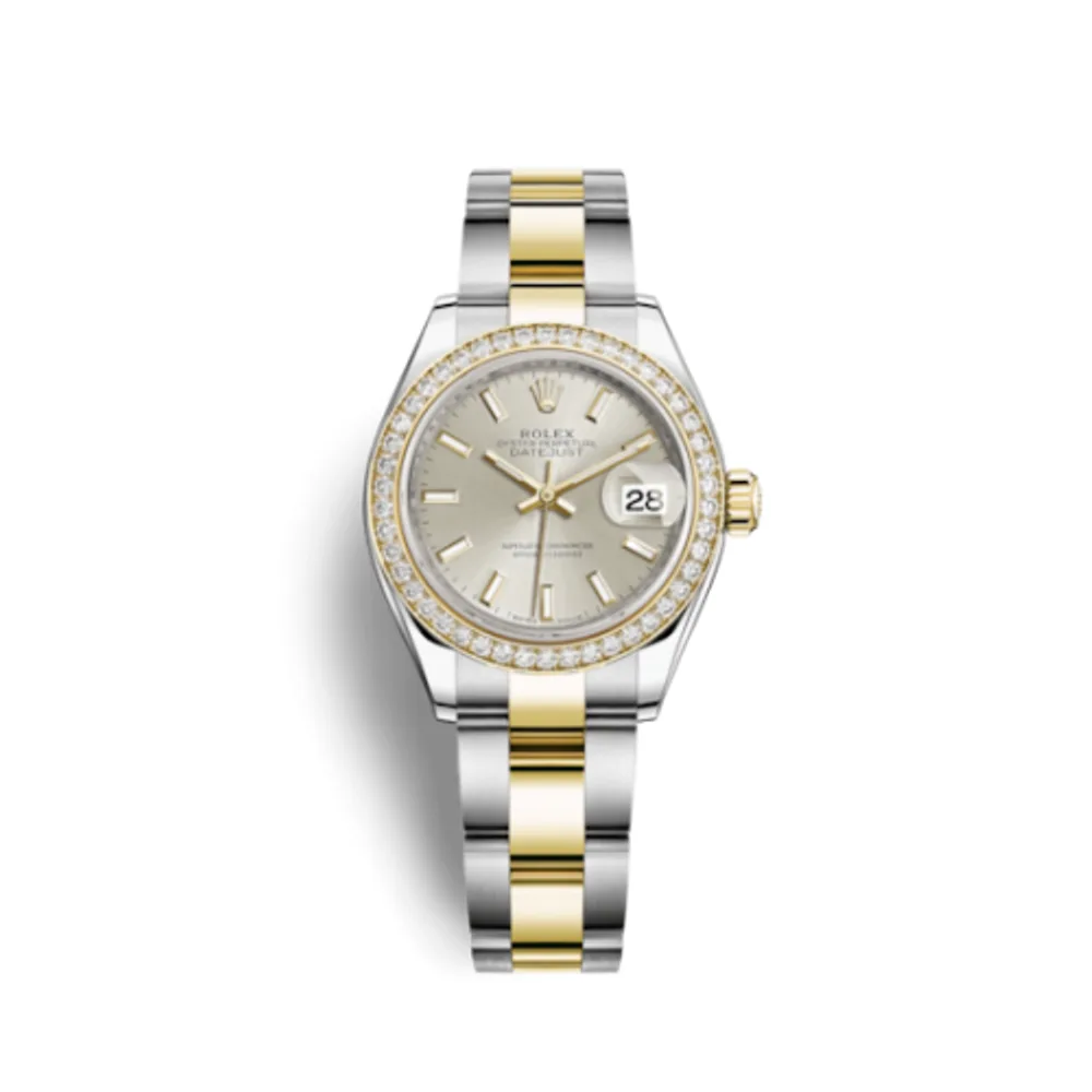 Rolex Lady-Datejust 28 Rolesor Yellow Diamond / Oyster / Silver