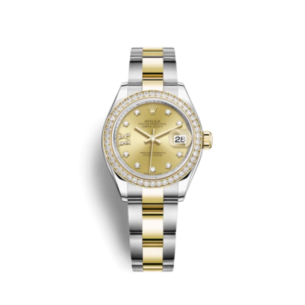 Rolex Lady-Datejust 28 Rolesor Yellow Diamond / Oyster / Champagne Diamond
