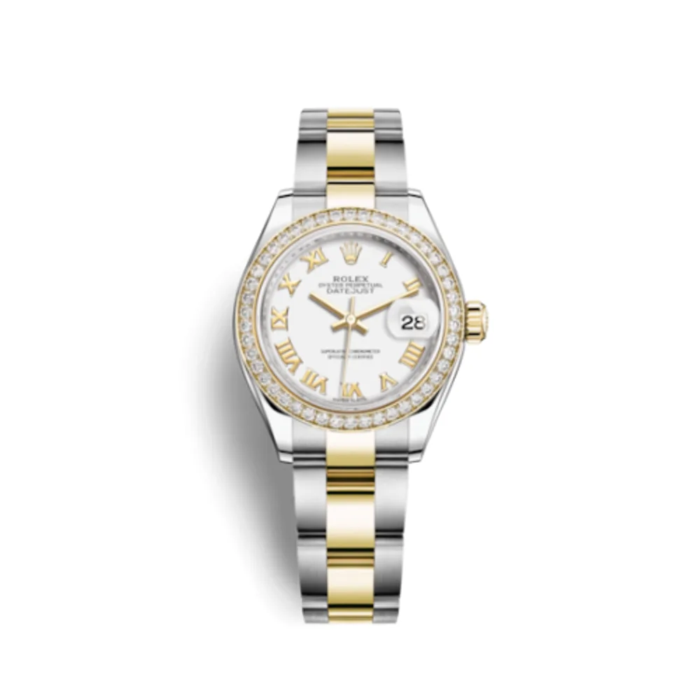 Rolex Lady-Datejust 28 Rolesor Yellow Diamond / Oyster / White Roman
