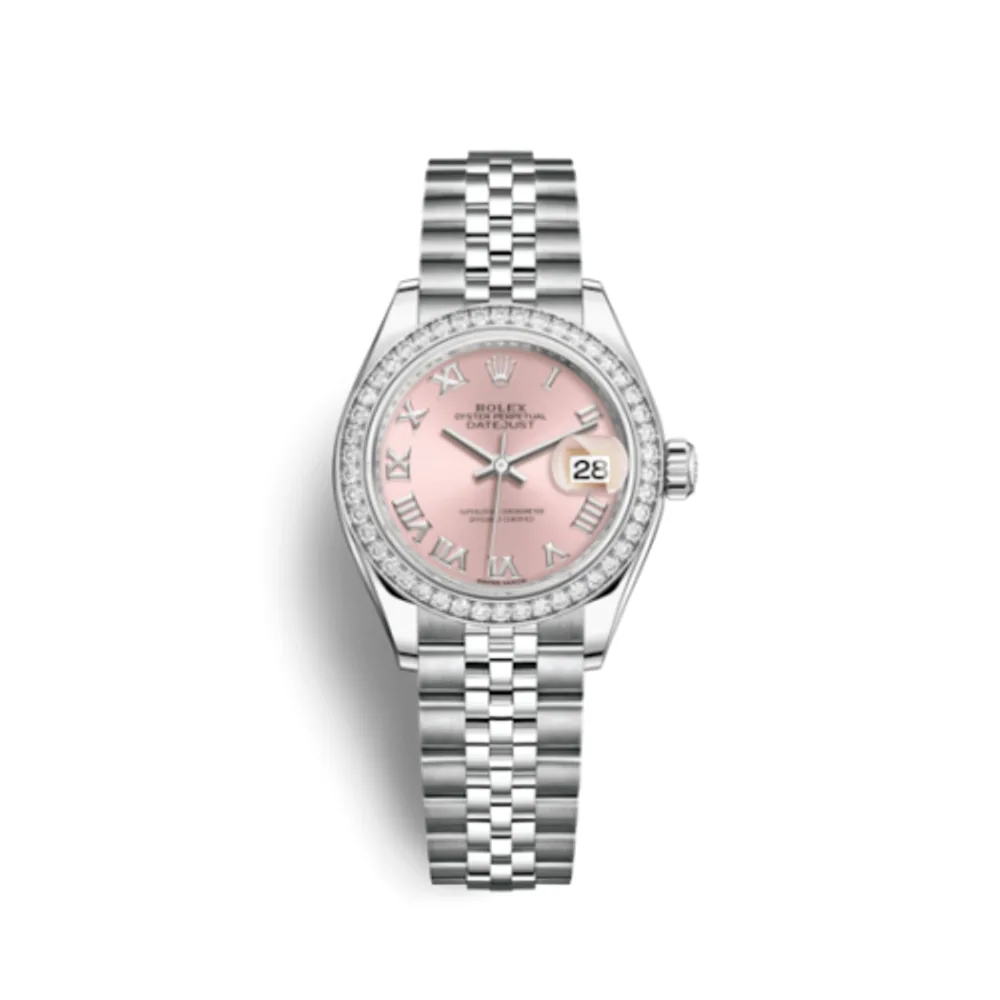 Rolex Lady-Datejust 28 Stainless Steel / Diamond / Pink - Roman / Jubilee