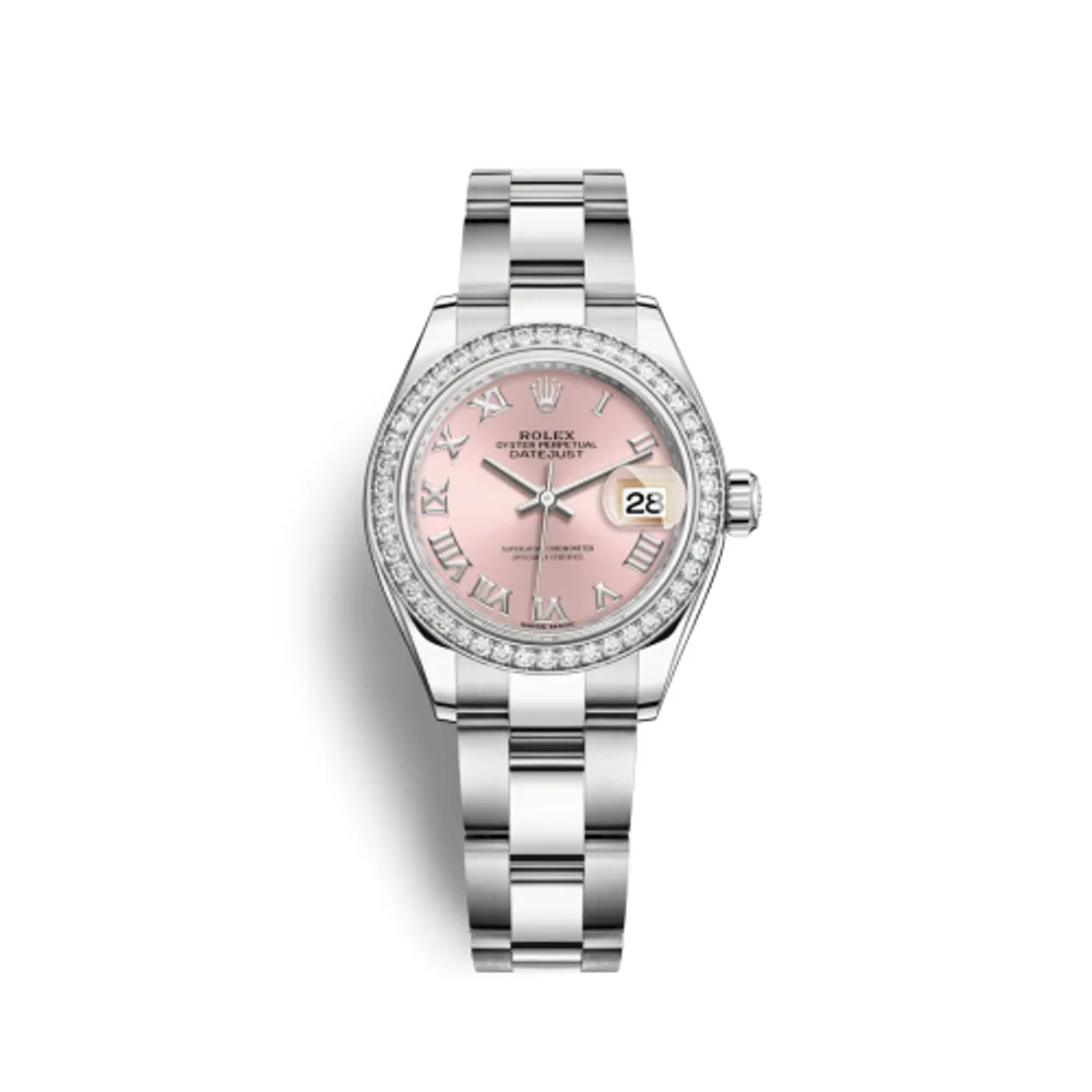 Rolex Lady-Datejust 28 Stainless Steel / Diamond / Pink - Roman / Oyster
