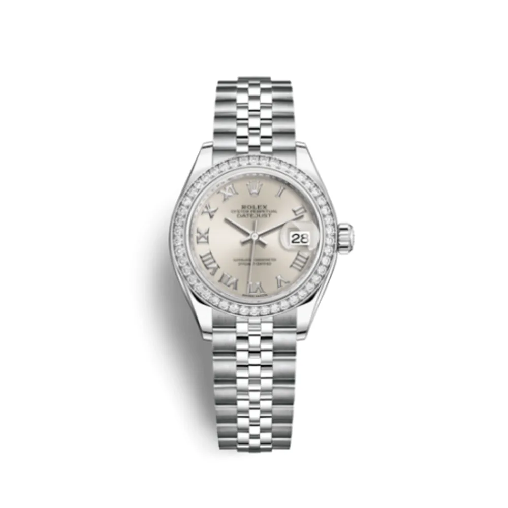 Rolex Lady-Datejust 28 Stainless Steel / Diamond / Silver - Roman / Jubilee