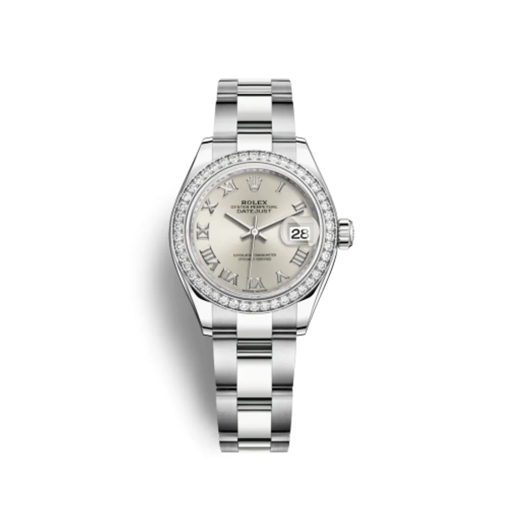 Rolex Lady-Datejust 28 Stainless Steel / Diamond / Silver - Roman / Oyster