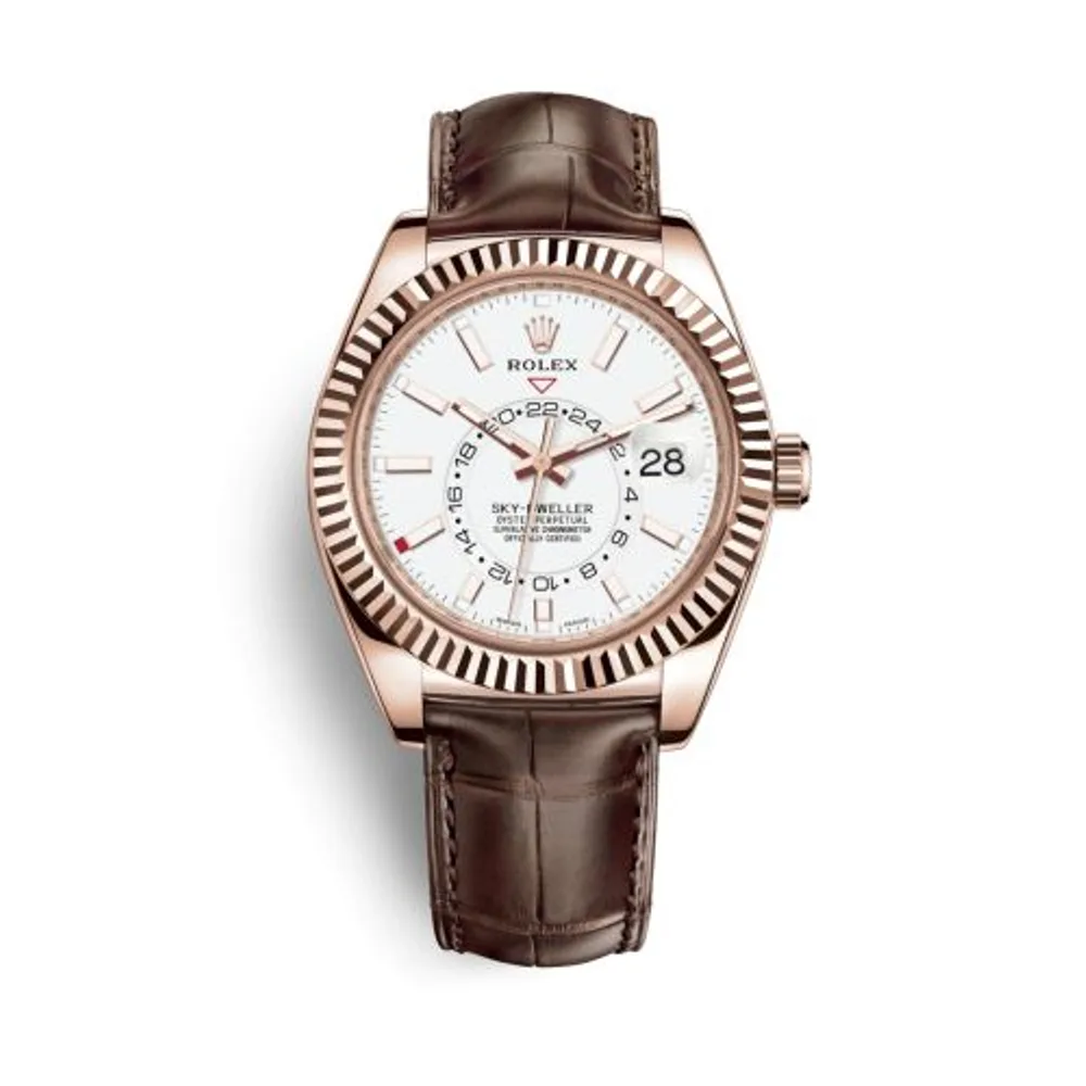Rolex Sky-Dweller Everose / White / Alligator