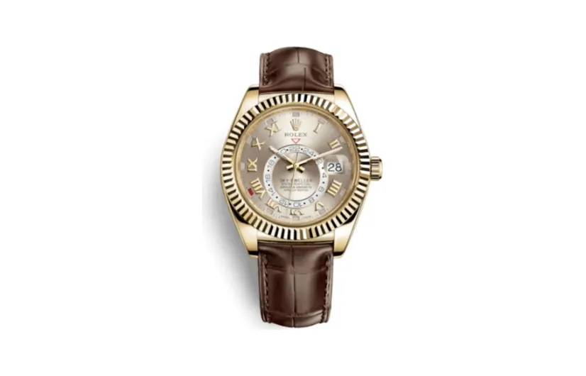 Rolex Sky-Dweller Yellow Gold / Silver Roman / Alligator