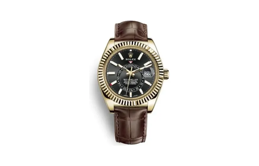 Rolex Sky-Dweller Yellow Gold / Black / Alligator