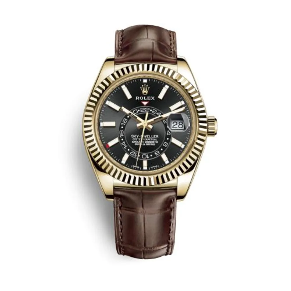Rolex Sky-Dweller Yellow Gold / Black / Alligator